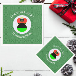 Afrikaanse diaspora engel kerstvlag gepersonalisee servet