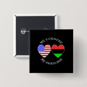 Afrikaanse Diaspora Vlag Hart Land Erfgoed USA Vierkante Button 5,1 Cm