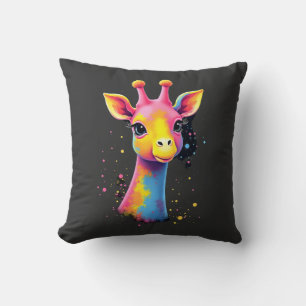 Afrikaanse dier kunst De kleurrijke giraaf voor gr Kussen
