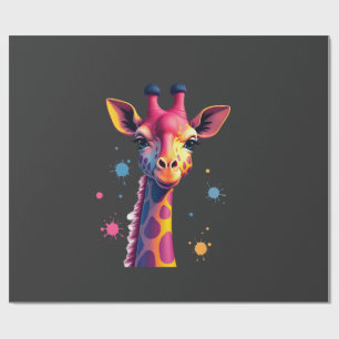 Afrikaanse dier kunst De kleurrijke giraffe voor g Cadeaupapier