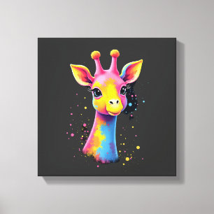 Afrikaanse dier kunst De kleurrijke giraffe voor g Canvas Afdruk