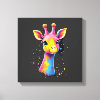 Afrikaanse dier kunst De kleurrijke giraffe voor g Canvas Afdruk