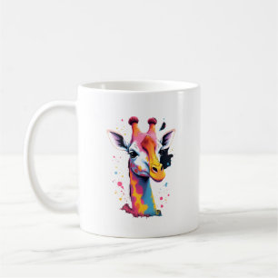 Afrikaanse dier kunst De kleurrijke giraffe voor g Koffiemok