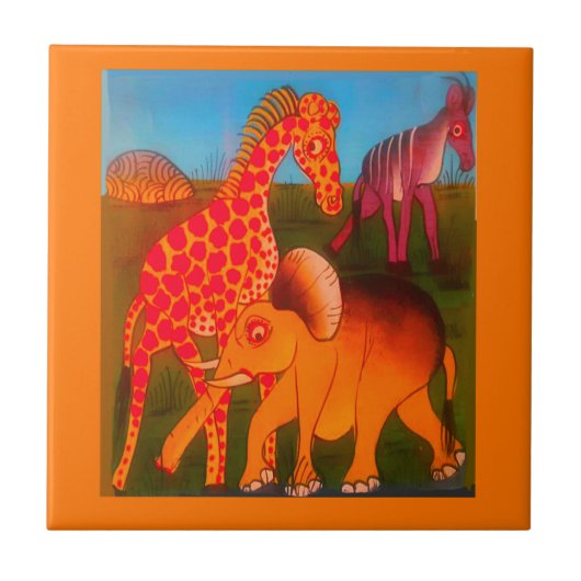 Afrikaanse dier kunstprint tegeltje (Voorkant)
