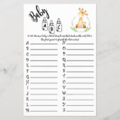 AFRIKAANSE DIEREN ABC BABY SHOWER GAME KAART (Voorkant)