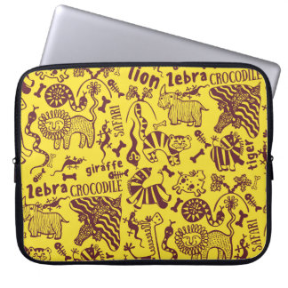 Afrikaanse dieren: Cultureel naadloos patroon. Laptop Sleeve