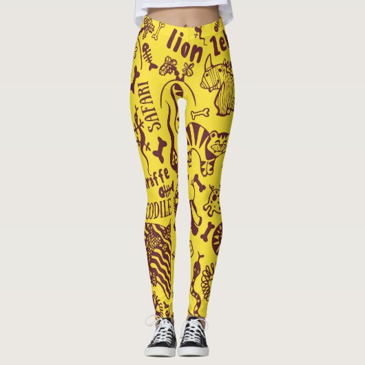 Afrikaanse dieren: Cultureel naadloos patroon. Leggings (Voorkant)