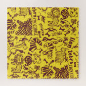 Afrikaanse dieren: Cultureel naadloos patroon. Legpuzzel (Horizontaal)