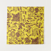 Afrikaanse dieren: Cultureel naadloos patroon. Wandkleed (Voorkant (horizontaal))