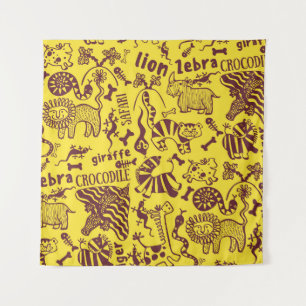 Afrikaanse dieren: Cultureel naadloos patroon. Wandkleed