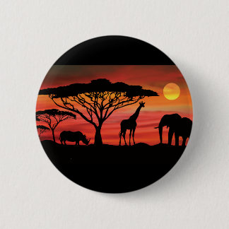 Afrikaanse dieren en zonneschijn ronde button 5,7 cm