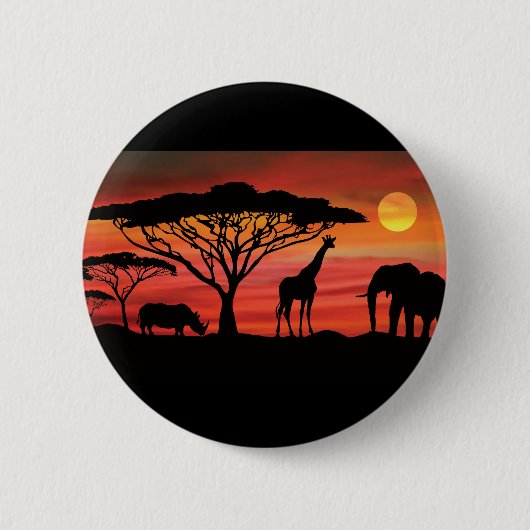 Afrikaanse dieren en zonneschijn ronde button 5,7 cm (Voorkant)