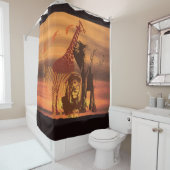 Afrikaanse dieren (giraffe, leeuw, zebra, olifant) douchegordijn (In situ)