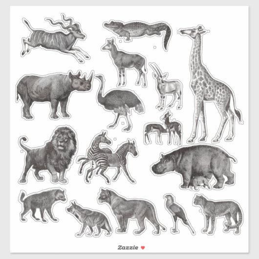 Afrikaanse dieren Illustraties Sticker (Vel)