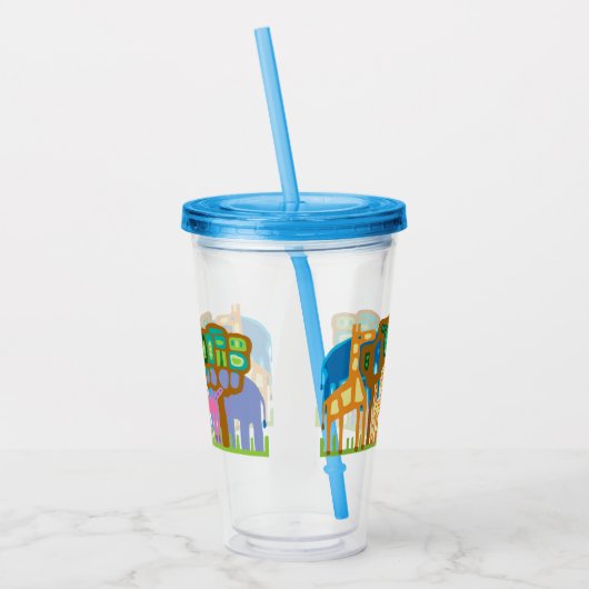 Afrikaanse dieren maken deel uit van het ontwerp v acryl drinkbeker (Links)