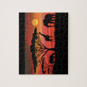 Afrikaanse dieren op de Serengeti-zonsondergang Legpuzzel (Verticaal)