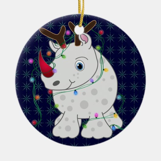 Afrikaanse dieren Rino kerststijl 1 Keramisch Ornament (Voorkant)