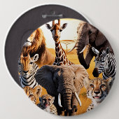 Afrikaanse dieren ronde button 6,0 cm (Voorkant /achterkant)
