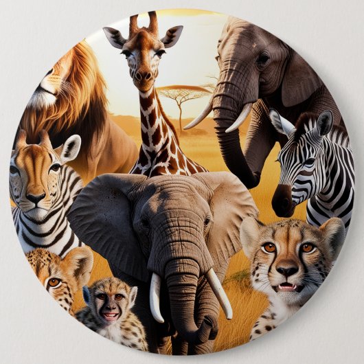 Afrikaanse dieren ronde button 6,0 cm (Voorkant)