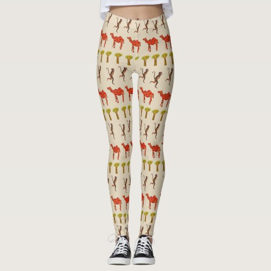 Afrikaanse Dieren Schattigee Illustratie Aangepast Leggings (Voorkant)
