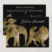 Afrikaanse Dieren Zoo Wedding Safari Lion Gold Kaart (Voorkant / Achterkant)