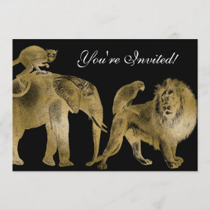 Afrikaanse Dieren Zoo Wedding Safari Lion Gold Kaart