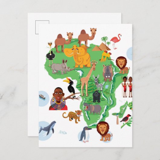 Afrikaanse dierenkaart briefkaart (Voorkant / Achterkant)