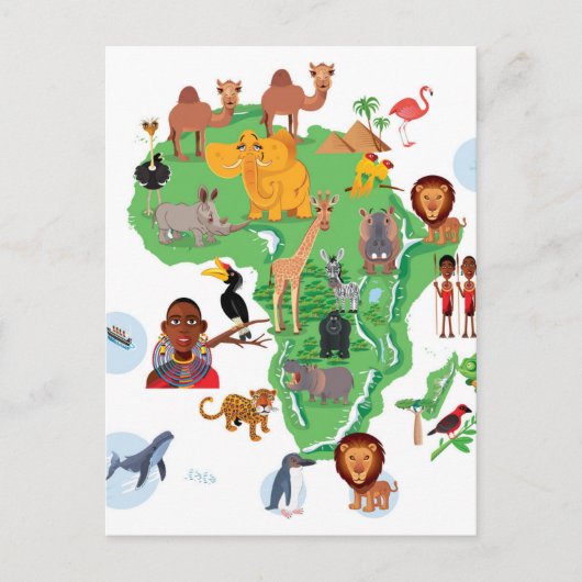 Afrikaanse dierenkaart briefkaart (Voorkant)