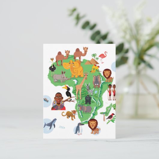 Afrikaanse dierenkaart briefkaart (Staand voorkant)