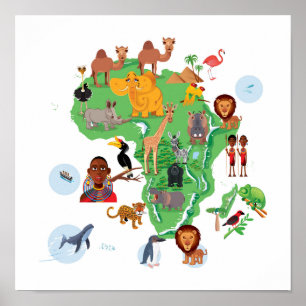 Afrikaanse dierenkaart poster