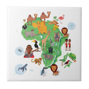 Afrikaanse dierenkaart tegeltje