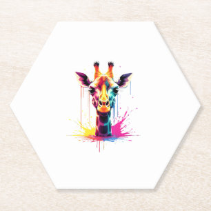 Afrikaanse dierenkunst De kleurrijke giraffe voor Kartonnen Onderzetters