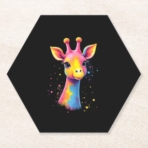 Afrikaanse dierenkunst De kleurrijke giraffe voor  Kartonnen Onderzetters