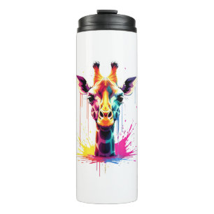 Afrikaanse dierenkunst De kleurrijke giraffe voor  Thermosbeker