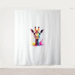 Afrikaanse dierenkunst De kleurrijke giraffe voor Wandkleed
