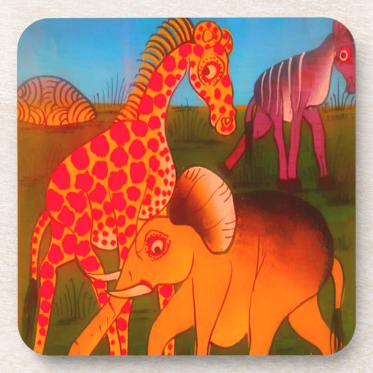 Afrikaanse dierenkunstprint bier onderzetter (Voorkant)