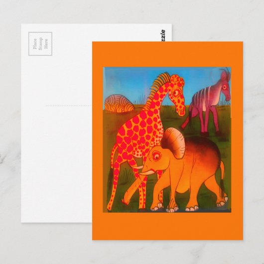 Afrikaanse dierenkunstprint briefkaart (Voorkant / Achterkant)