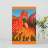 Afrikaanse dierenkunstprint briefpapier (Staand voorkant)