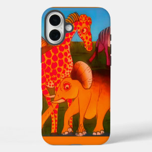 Afrikaanse dierenkunstprint iPhone 16 plus hoesje