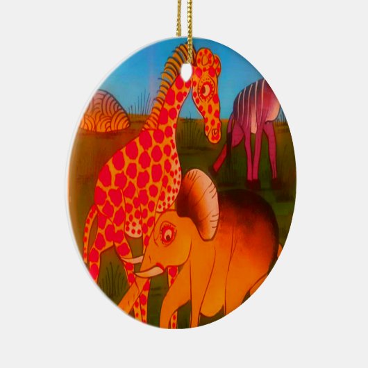 Afrikaanse dierenkunstprint keramisch ornament (Rechts)