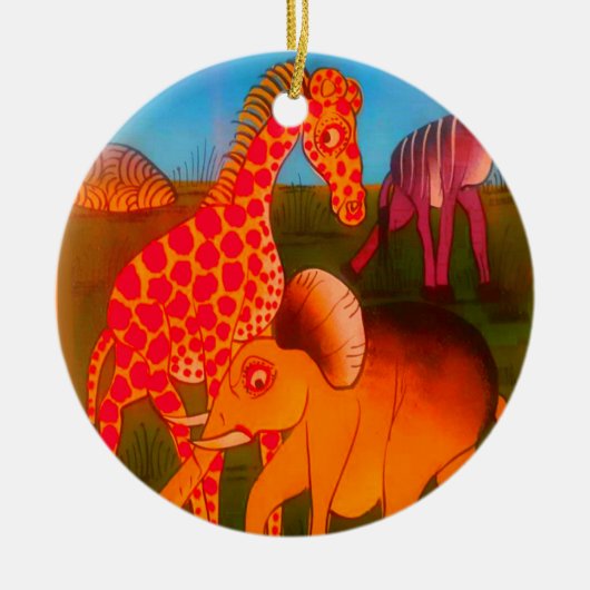 Afrikaanse dierenkunstprint keramisch ornament (Voorkant)