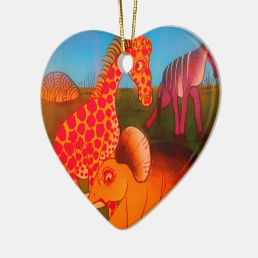 Afrikaanse dierenkunstprint keramisch ornament (Links)