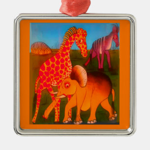 Afrikaanse dierenkunstprint metalen ornament