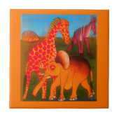 Afrikaanse dierenkunstprint tegeltje (Voorkant)