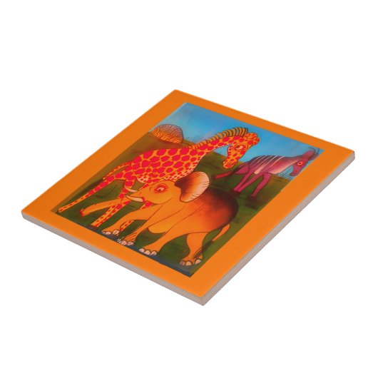 Afrikaanse dierenkunstprint tegeltje (Zijkant)