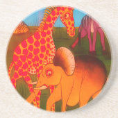 Afrikaanse dierenkunstprint zandsteen onderzetter (Voorkant)