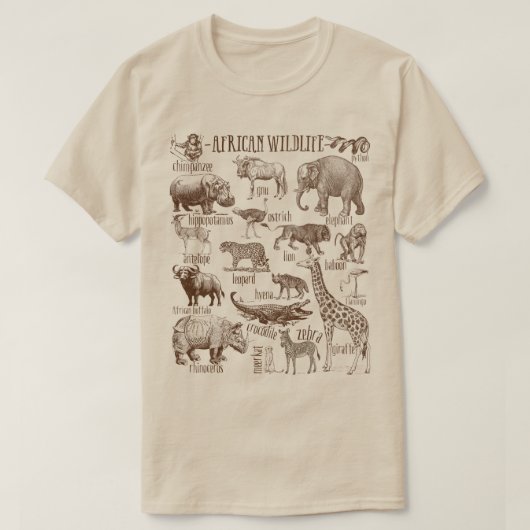 Afrikaanse dierenpakket t-shirt (Design voorkant)