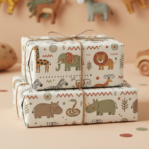 Afrikaanse dierenparade in tribale stijl ID1262 Cadeaupapier