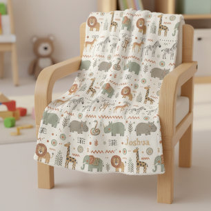 Afrikaanse dierenparade tribale stijl ID1262 Fleece Deken