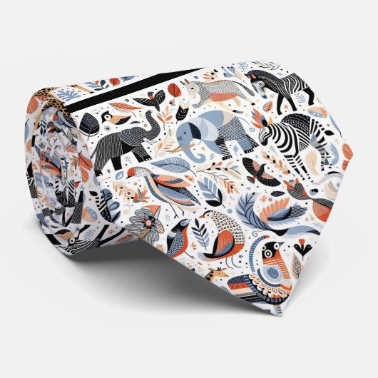 Afrikaanse dierenprint Boho Stropdas (Opgerold)